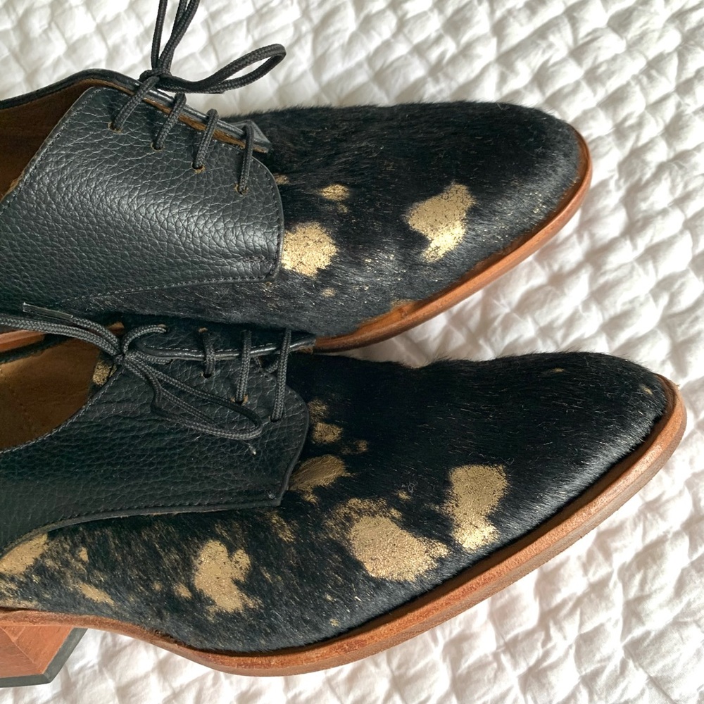 Goodbye Folk leather & calf hair oxford booties